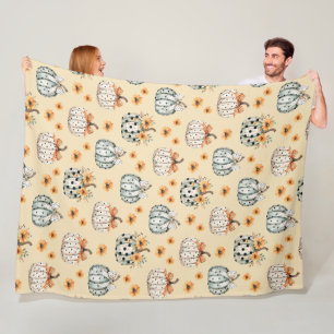 Prettig Halloween Waterverf pompoenen en bloemen  Fleece Deken