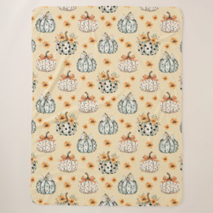 Prettig Halloween-waterverf pompoenen en bloemen Sherpa Deken