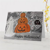 Prettig Halloween wenskaart Kaart (Gele Bloem)