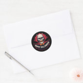 Prettig Halloween Zwart Griezelige Schedel Ronde Sticker (Envelop)