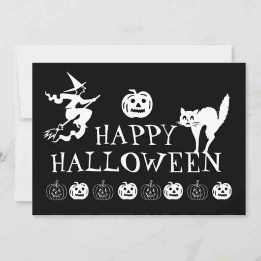 Prettig Halloween zwart wit spooky Feestdagenkaart (Voorkant)