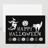 Prettig Halloween zwart wit spooky Feestdagenkaart (Voorkant / Achterkant)
