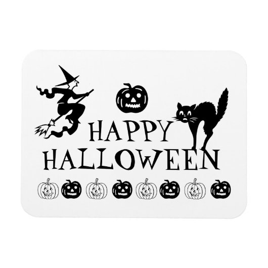 Prettig Halloween zwart wit spooky Magneet (Horizontaal)