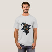 Prettig Halloween Zwarte Heks Kat Waving ✨🐾🎃 T-shirt (Voorkant volledig)