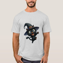 Prettig Halloween Zwarte Heks Kat Waving ✨🐾🎃 T-shirt
