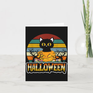 Prettig Halloween Zwarte Kat Griezelig Kostuum Kaart