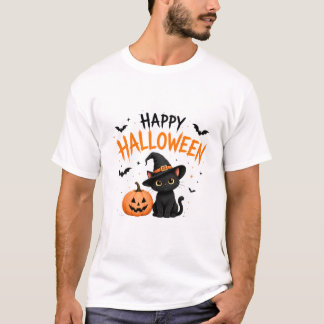 Prettig Halloween Zwarte Kat Heks Schattig Hallowe T-shirt