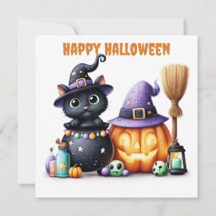 Prettig Halloween Zwarte Kat Kaart