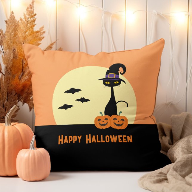 Prettig Halloween Zwarte Kat Kussen (Creator heeft geüpload)