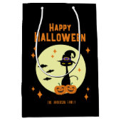 Prettig Halloween Zwarte Kat Persoonlijk Medium Cadeauzakje (Voorkant)