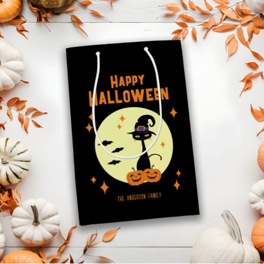 Prettig Halloween Zwarte Kat Persoonlijk Medium Cadeauzakje