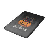 Prettig Halloween Zwarte Kat Pompoen Ontwerp_1 Badmat (Gekanteld)