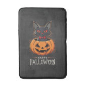 Prettig Halloween Zwarte Kat Pompoen Ontwerp_1 Badmat (Voorkant Verticaal)