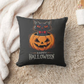 Prettig Halloween Zwarte Kat Pompoen Ontwerp_1 Kussen (Deken)