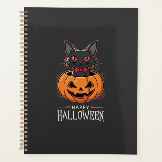 Prettig Halloween Zwarte Kat Pompoen Ontwerp_1 Planner (Voorkant)
