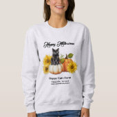 Prettig Halloween Zwarte Kat Pompoenen Trui (Voorkant)