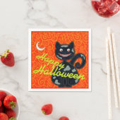 "Prettig Halloween" Zwarte Kat Servet (Insitu)