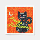 "Prettig Halloween" Zwarte Kat Servet (Voorkant)