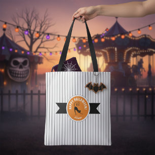 Prettig Halloween Zwarte Kat & Strepen ID686 Tote Bag