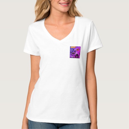 Prettig Halloween, Zwarte Kat, T-shirt (Voorkant)