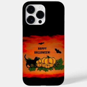 Prettig Halloween, Zwarte Kat, Vleermuis en Pompoe Case-Mate iPhone 14 Pro Max Hoesje