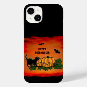 Prettig Halloween, Zwarte Kat, Vleermuis en Pompoe Case-Mate iPhone 14 Hoesje