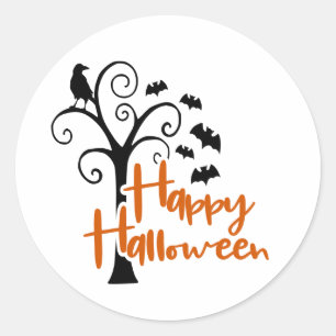 Prettig Halloween Zwarte Sinaasappelboom Kwaadaard Ronde Sticker