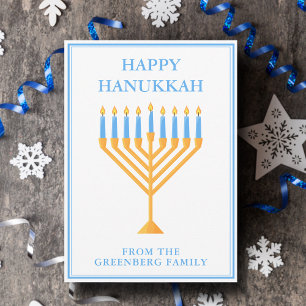Prettig Hanukka Aangepaste Menora Feestdagenkaart