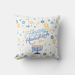 Prettig Hanukka Blauw En Goud Kussen