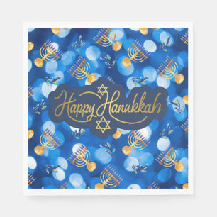 Prettig Hanukka Blauw En Wit Servet