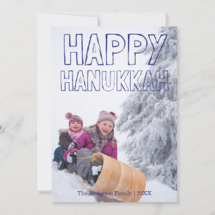 Prettig Hanukka Blauwe Blok - Hanukka Kaart