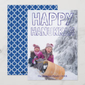 Prettig Hanukka Blauwe Blok - Hanukka Kaart (Voorkant / Achterkant)