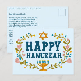 PRETTIG HANUKKA Bloemensling Menora Aangepaste tek Briefkaart