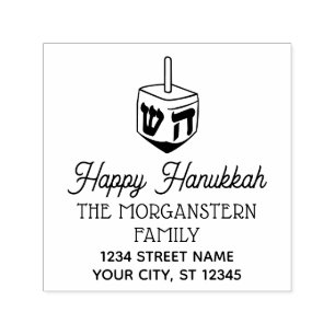 Prettig Hanukka Chanukah Draaiende Top Naam Adres Zelfinktende Stempel