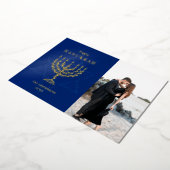 Prettig Hanukka Davidster Menorah Folie Feestdagenkaart (Gedraaid)