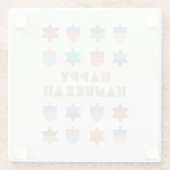 Prettig Hanukka Draaitoppen en Sterren Glazen Onderzetter (Achterkant)