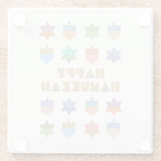 Prettig Hanukka Draaitoppen en Sterren Glazen Onderzetter (Achterkant)