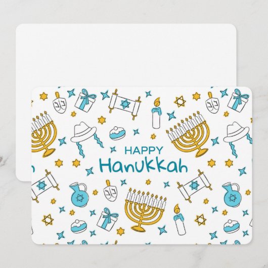 Prettig Hanukka Feestdagenkaart (Voorkant / Achterkant)