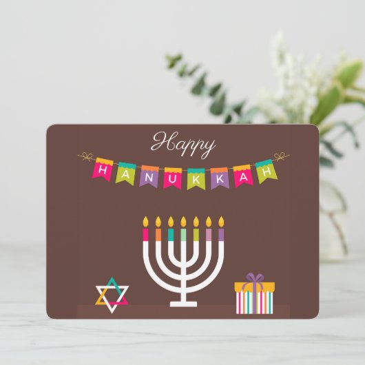 Prettig Hanukka Feestdagenkaart (Staand voorkant)