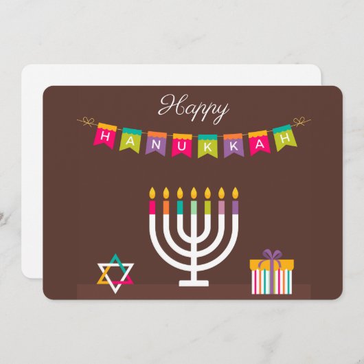 Prettig Hanukka Feestdagenkaart (Voorkant / Achterkant)