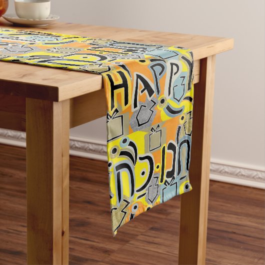 Prettig Hanukka Feestelijk Lange Tafelloper (Voorbeeld)