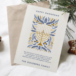 Prettig Hanukka Feestelijke Aquarel Menora Bloemen Feestdagenkaart