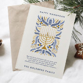 Prettig Hanukka Feestelijke Aquarel Menora Bloemen Feestdagenkaart