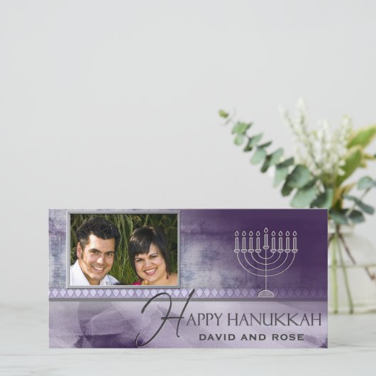 PRETTIG HANUKKA  Foto kerstkaart sjabloon (Staand voorkant)