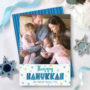 Prettig Hanukka Foto Plezierige Typografie Gouden Feestdagenkaart