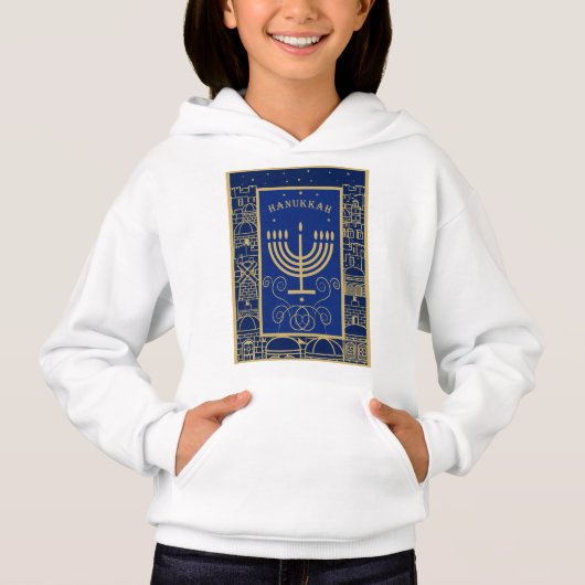 Prettig Hanukka Gouden Menora Joodse Feestdag (Voorkant)