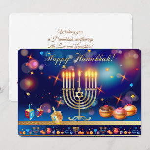 Prettig Hanukka Gouden Menora Joodse Feestdag Feestdagenkaart