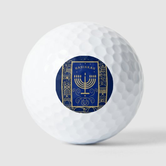 Prettig Hanukka Gouden Menora Joodse Feestdag Golfballen (Voorkant)