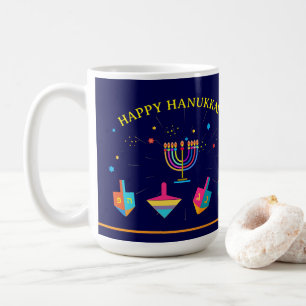 Prettig Hanukka Gouden Menora Joodse Feestdag Koffiemok