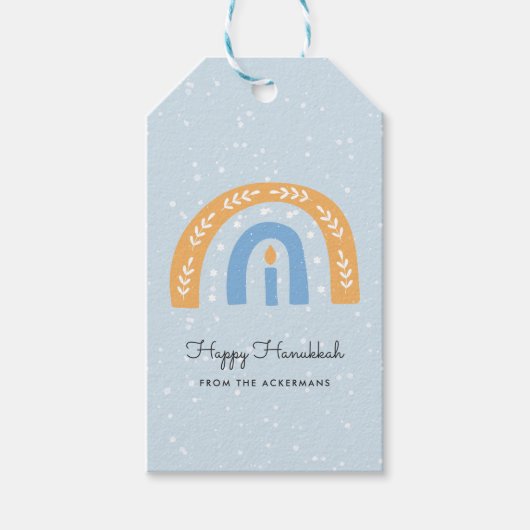 Prettig Hanukka | Hanukkah-cadeaubijslabjes Cadeaulabel (Voorkant)